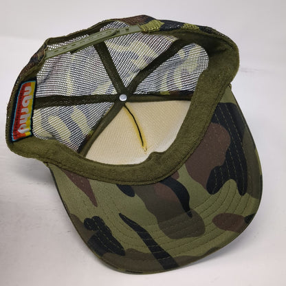 nbrhd Trucker Hat Green One Size Have a Nice Day Camo Mesh Back Flower Patch
