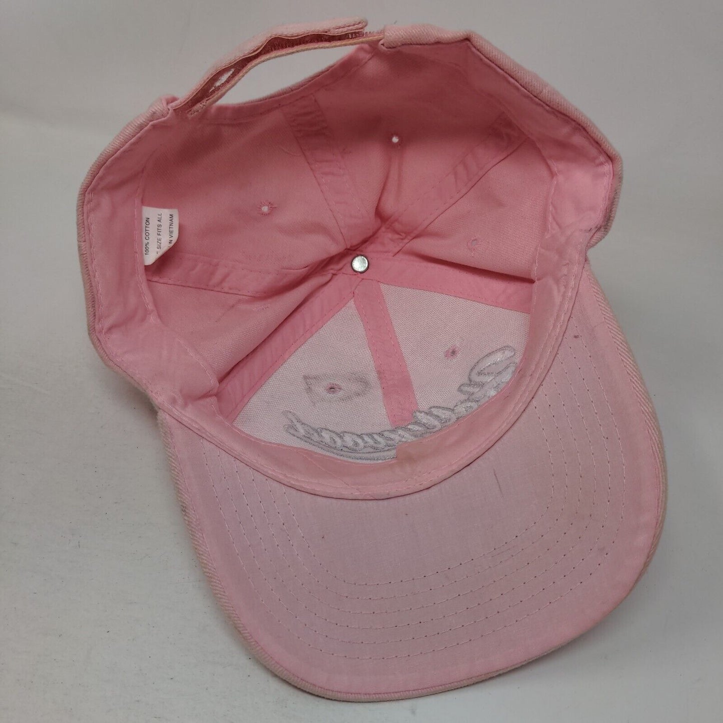 Hollywood Strapback Hat Pink OSFA Adjustable Embroidered 6 Panel Cotton