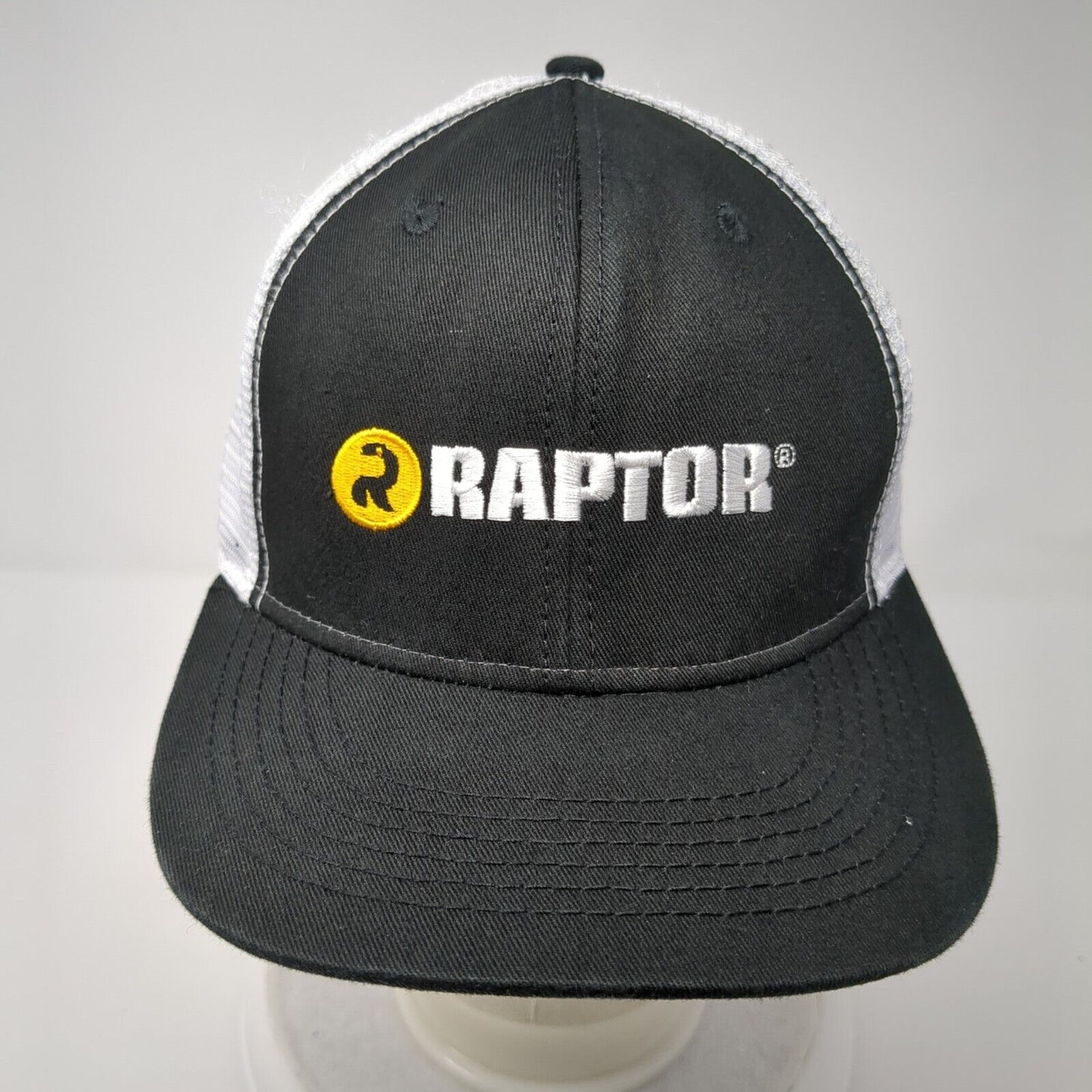 Raptor Snapback Mesh Back Trucker Hat Black One Size Embroidered 6 Panel