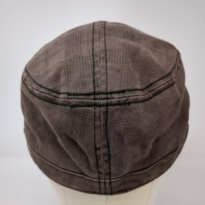 Life is Good Brown Army Cap Hat One Size Stretch Fit Spiral Logo Embroidered