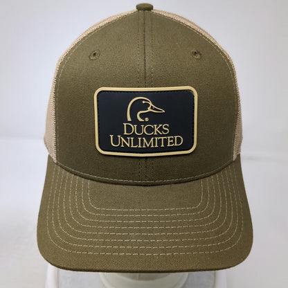Ducks Unlimited Trucker Hat Green Beige Black One Size Snapback Mesh Back