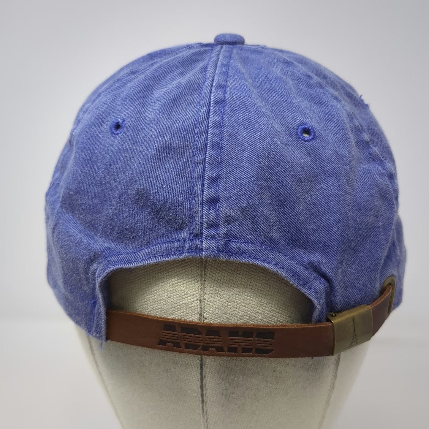 Adams Baseball Cap Blue One Size Leather Strap Embroidered Cyclist Rainbow Hat