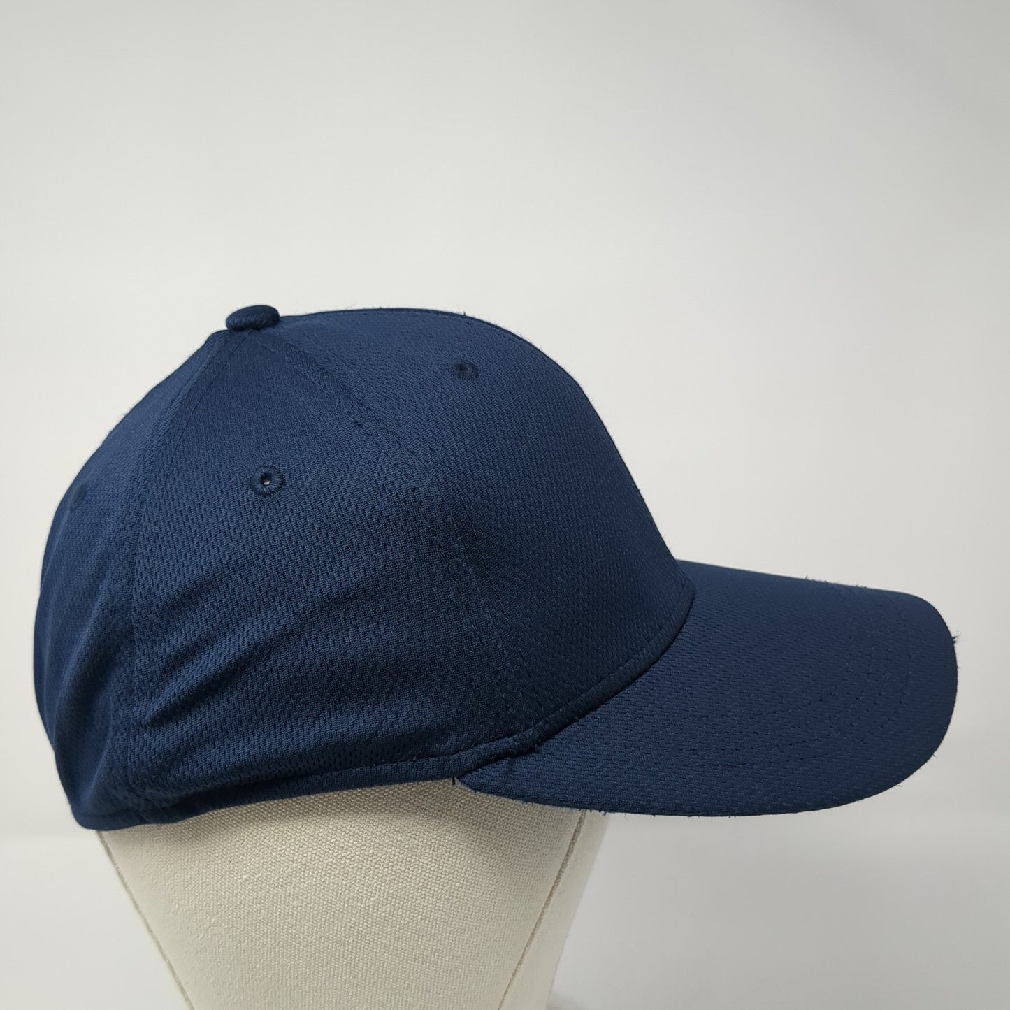 Athletic Works Fitted Hat Blue Medium Solid Vent Holes Stretch Blank