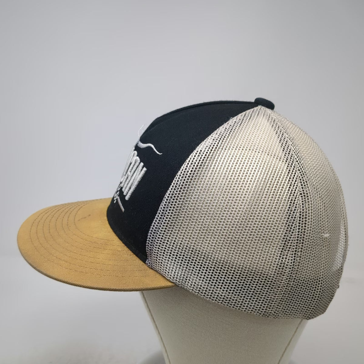 Rural Cloth Trucker Hat Black One Size American Cattle Co Longhorn Mesh Snapback