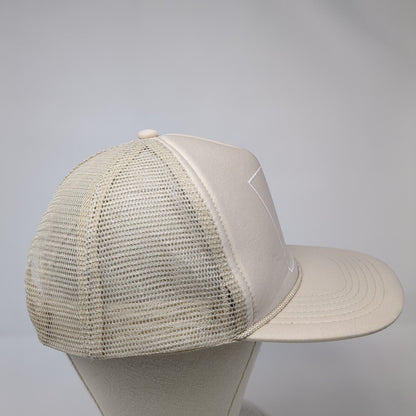 Letter T Logo Snapback Rope Trucker Hat Tan One Size Mesh Back Cameo