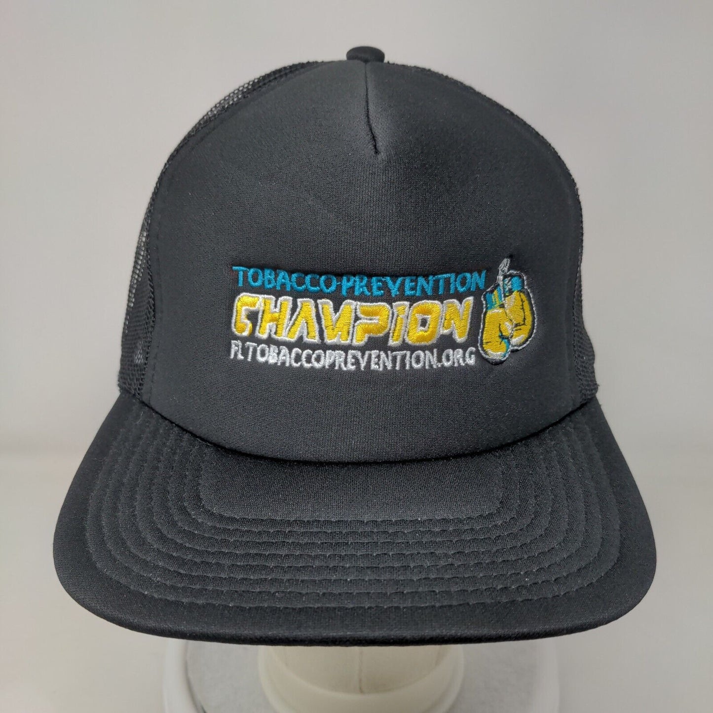Tobacco Prevention Champion Snapback Trucker Hat Black One Size Mesh Back Otto