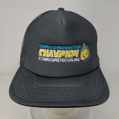 Tobacco Prevention Champion Snapback Trucker Hat Black One Size Mesh Back Otto