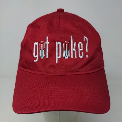 Port & Company Men's Strapback Hat Red Embroidered Got Poke Logo Cotton