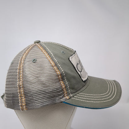 Cru Since 1951 Strapback Trucker Hat Gray OS Adjustable Mesh Back Distressed