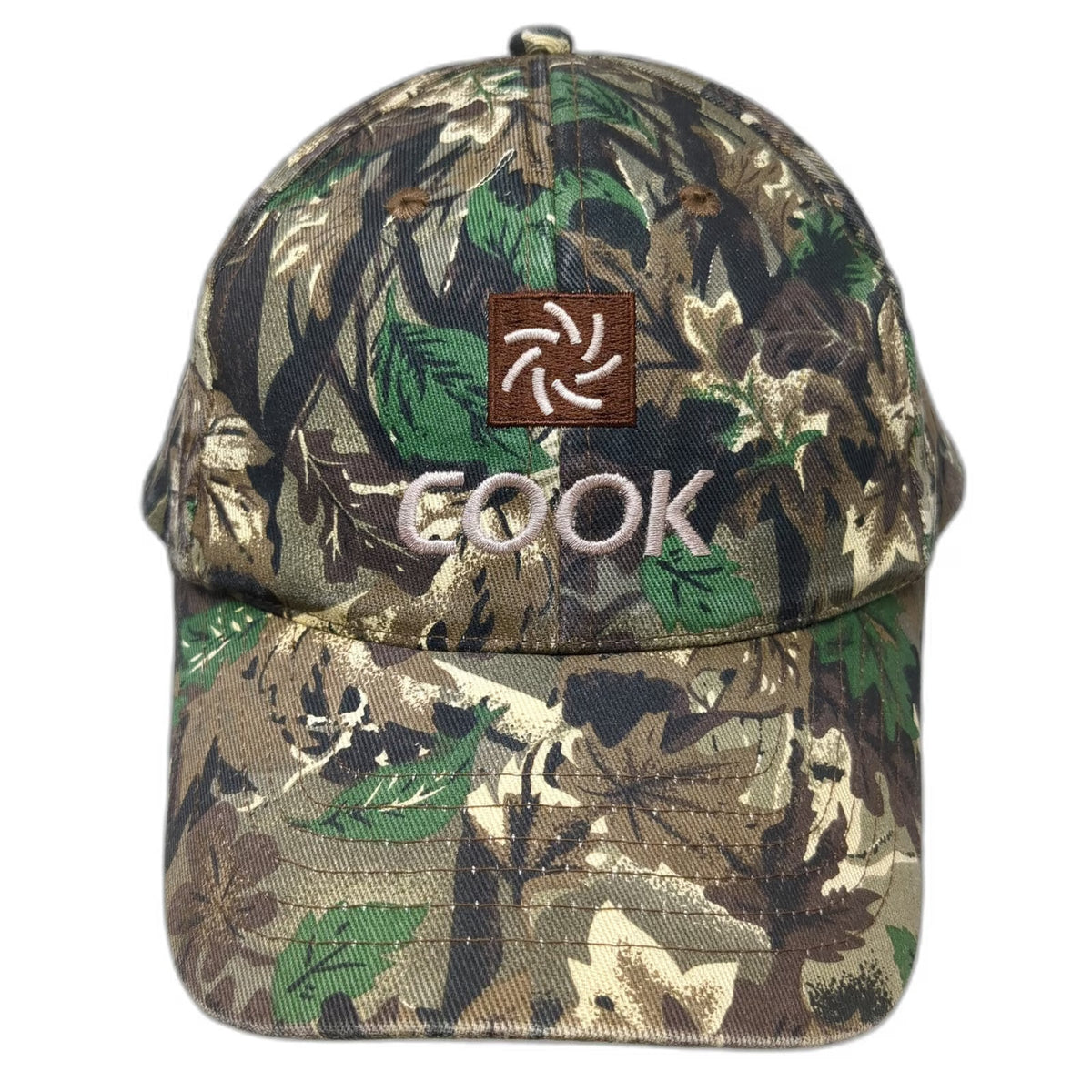 Cook Gear Baseball Cap Green Camo OS Slideback Leaf Pattern Embroidered Hat