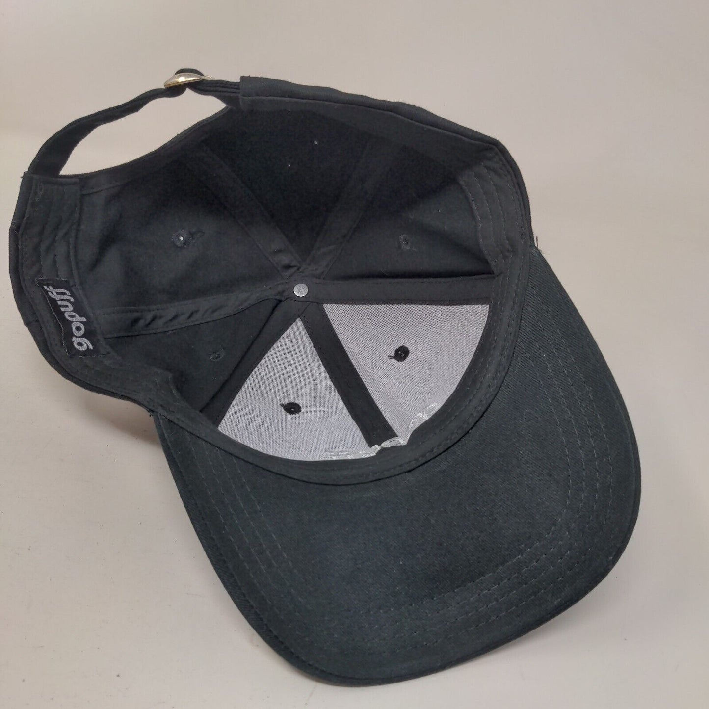 Go Puff Slideback Hat Black One Size Adjustable Embroidered Vented Holes