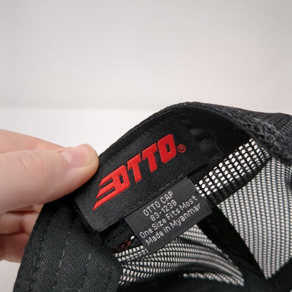 Otto Snapback Trucker Hat Gray One Size Adjustable Mesh Back Leather Patch