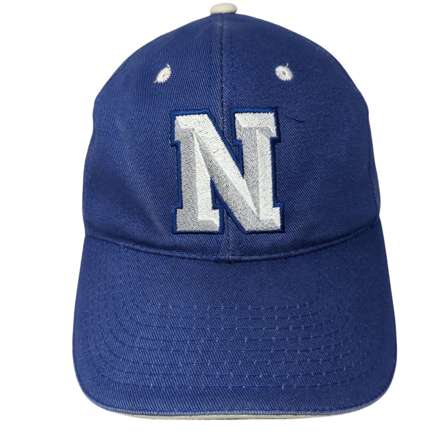 Letter N Strapback Hat Blue One Size Adjustable Outdoor Cap 6 Panel
