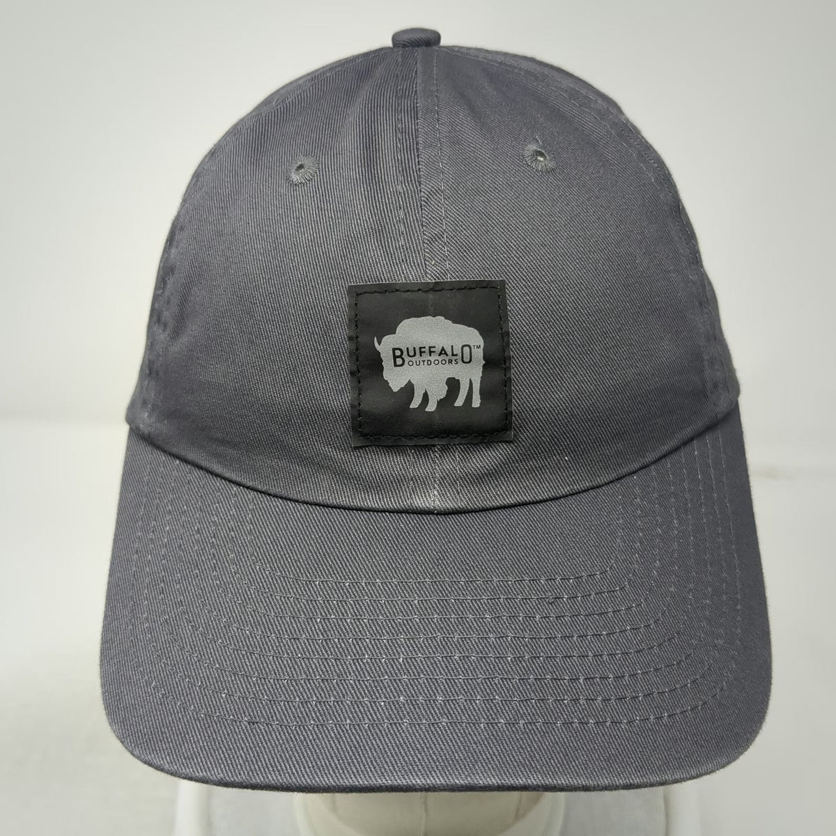 Buffalo Outdoors Baseball Cap Gray One Size Cotton Patch Logo Slideback Hat
