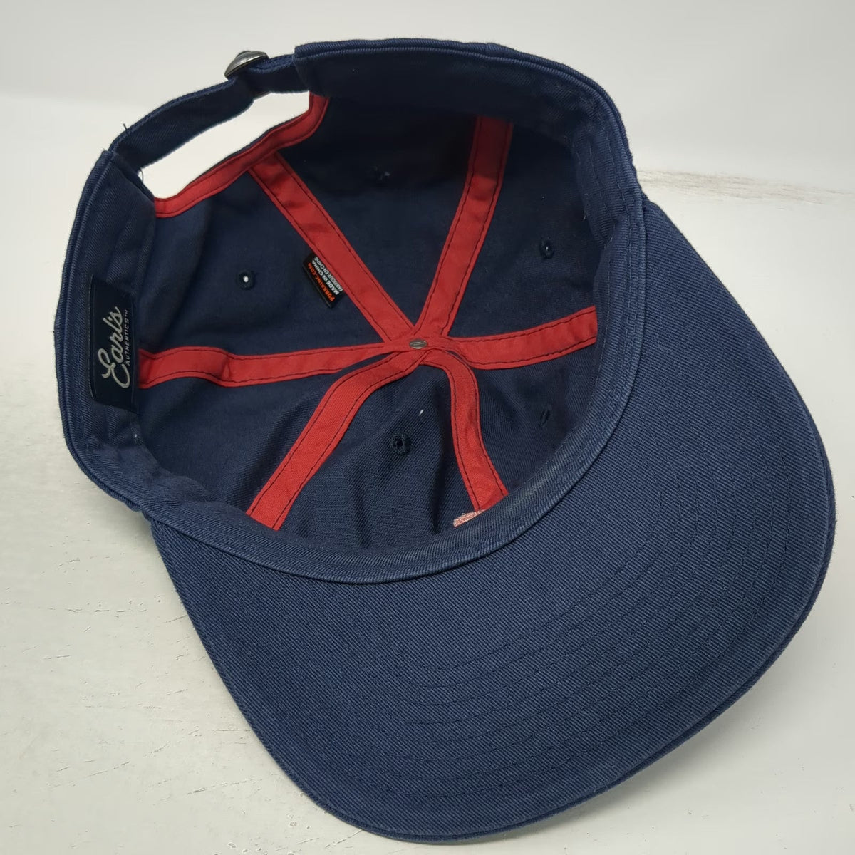 Earls Collection Baseball Cap Blue OSFM Red Script E Logo Slideback Cotton Hat