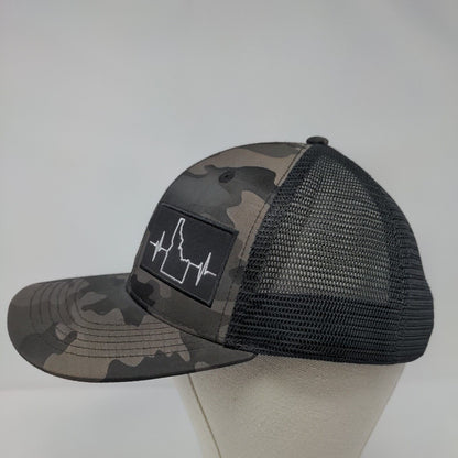 Idaho Heartbeat Snapback Mesh Back Trucker Hat Camo OSFA Adjustable