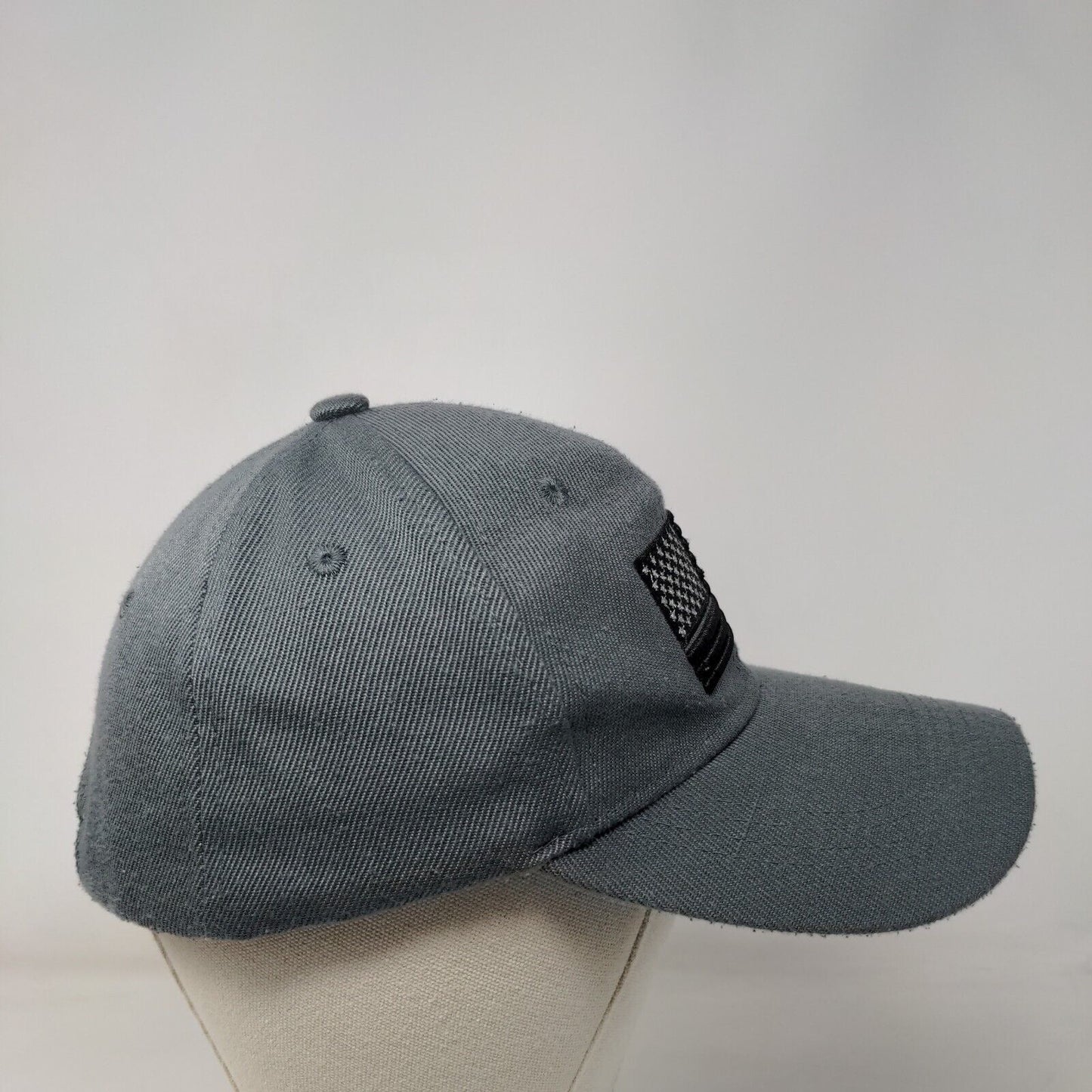 American Flag Slideback Hat Gray One Size Embroidered Solid 6 Panel