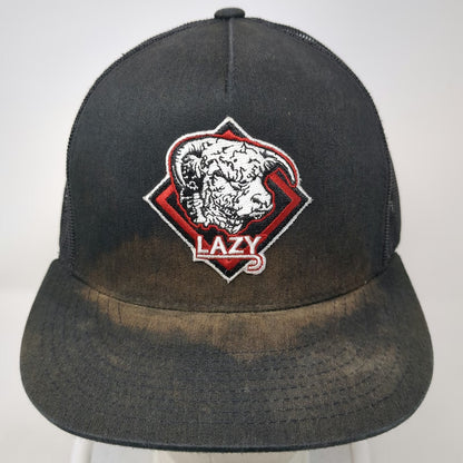 Yupoong Trucker Hat Black One Size Lazy 2 Ranch Bull Patch Mesh Snapback hat