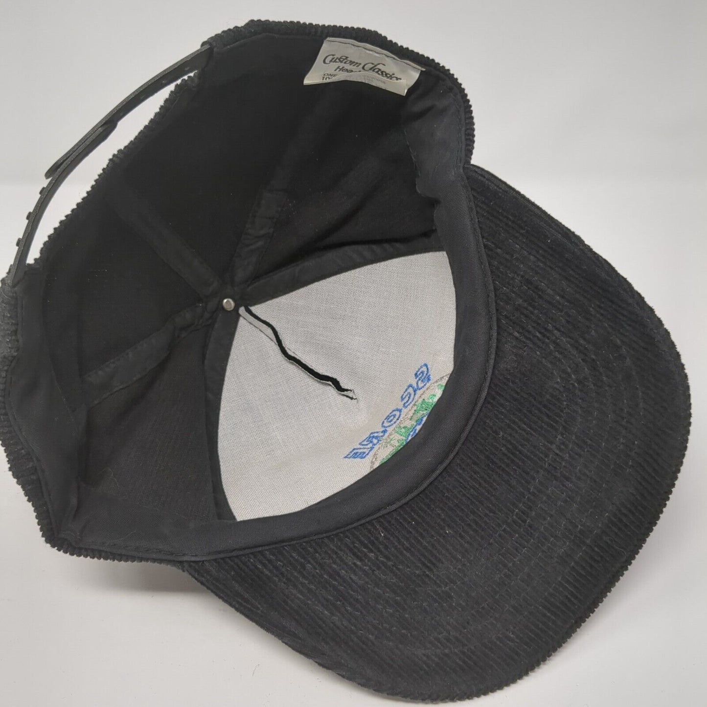 Score Snapback Hat Black One Size Adjustable Corduroy Embroidered