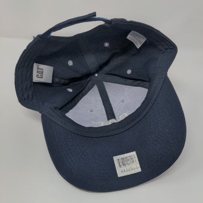 CAT Strapback Hat Blue One Size Adjustable Embroidered Logo 6 Panel