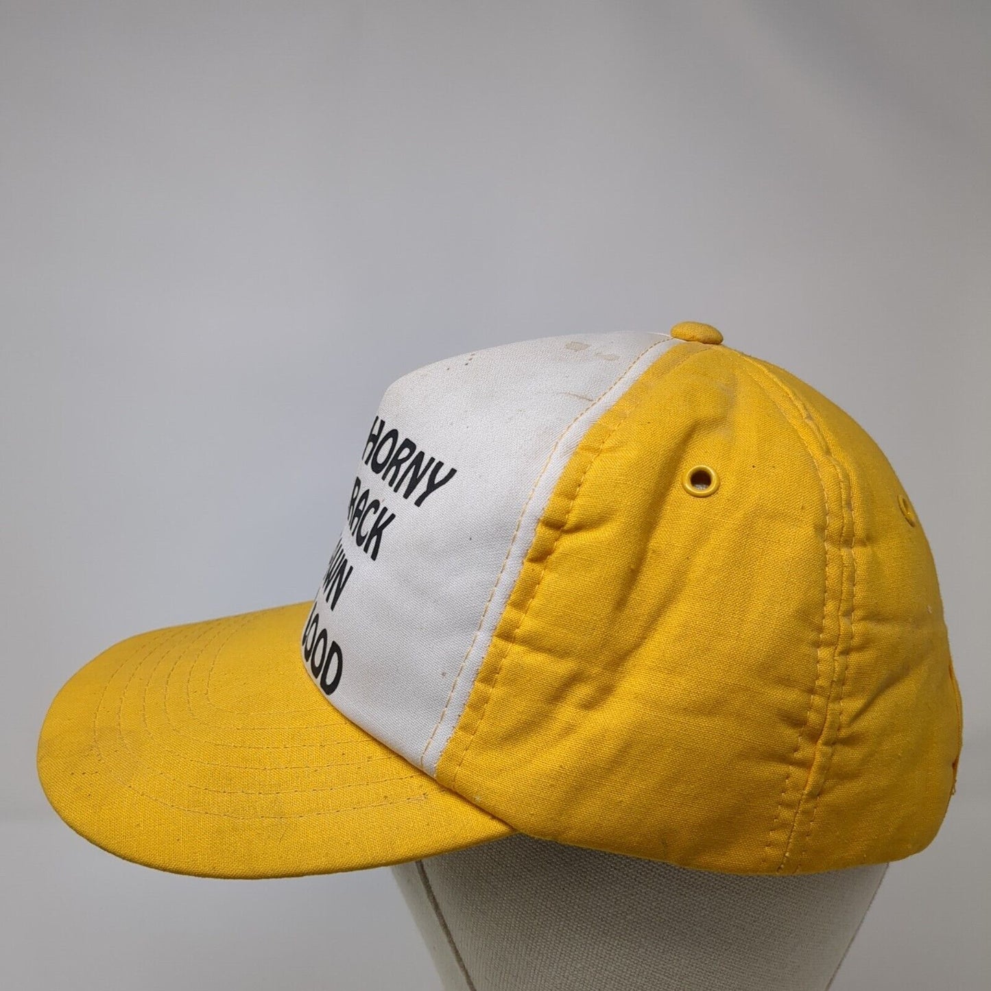 I'm So Horny The Crack of Dawn Snapback Hat Yellow One Size Adjustable Cotton