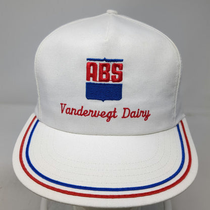 Kap King 5 Panel White Hat Snapback ABS Vandervegt Dairy Red Blue Rope Vintage