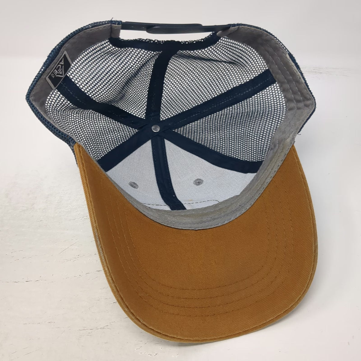 Ace USA Trucker Hat Gray Blue Gold One Size Alaska Mountain Patch Snapback