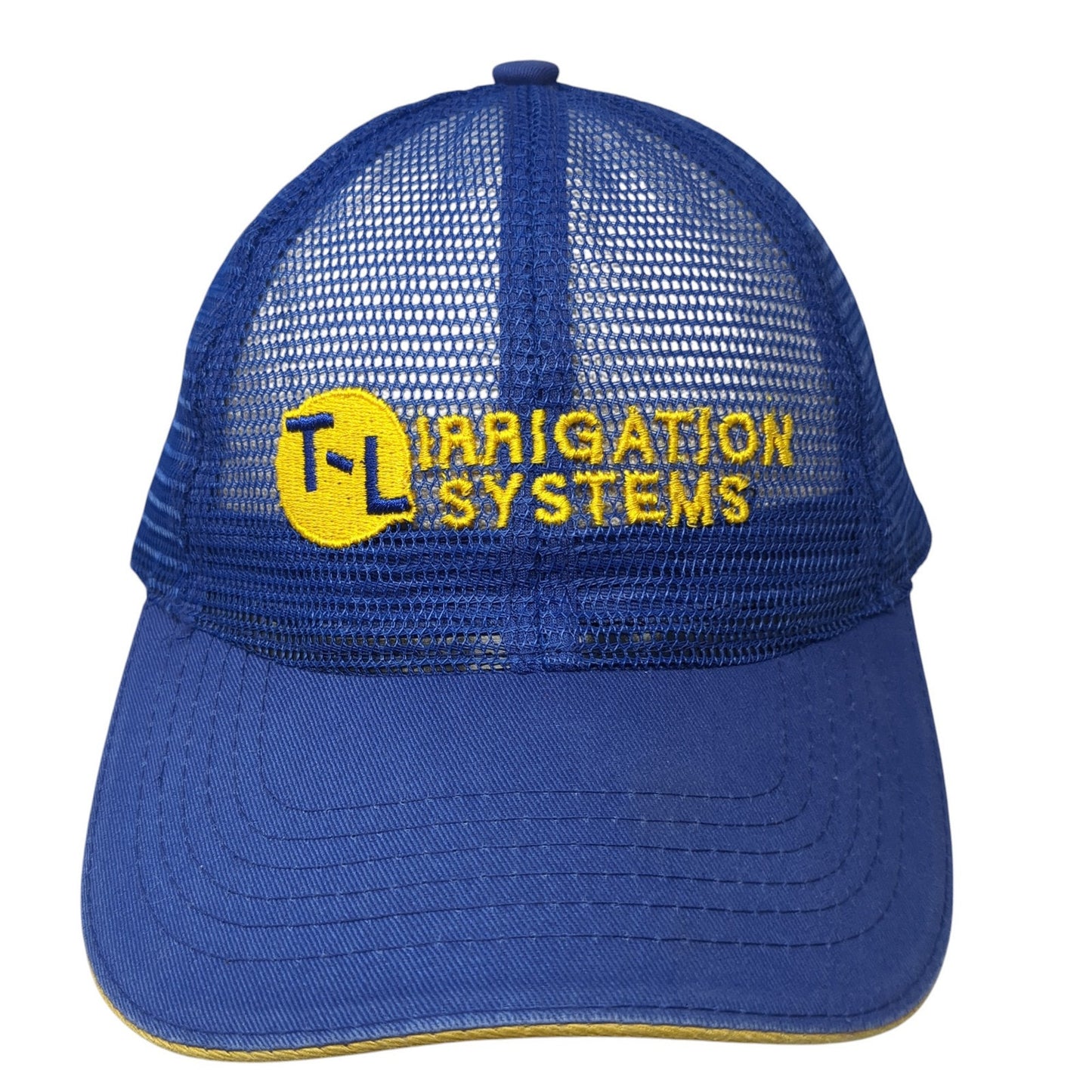 T-L Irrigation Systems Strapback Trucker Hat Blue One Size Adjustable Mesh Back