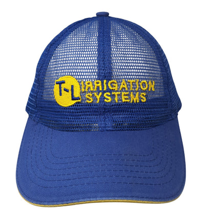 T-L Irrigation Systems Strapback Trucker Hat Blue One Size Adjustable Mesh Back