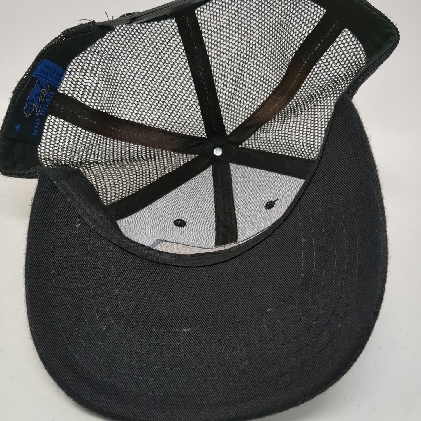 Big Bear Trucker Hat Black One Size Thin Blue Line Flag Patch Mesh Snapback