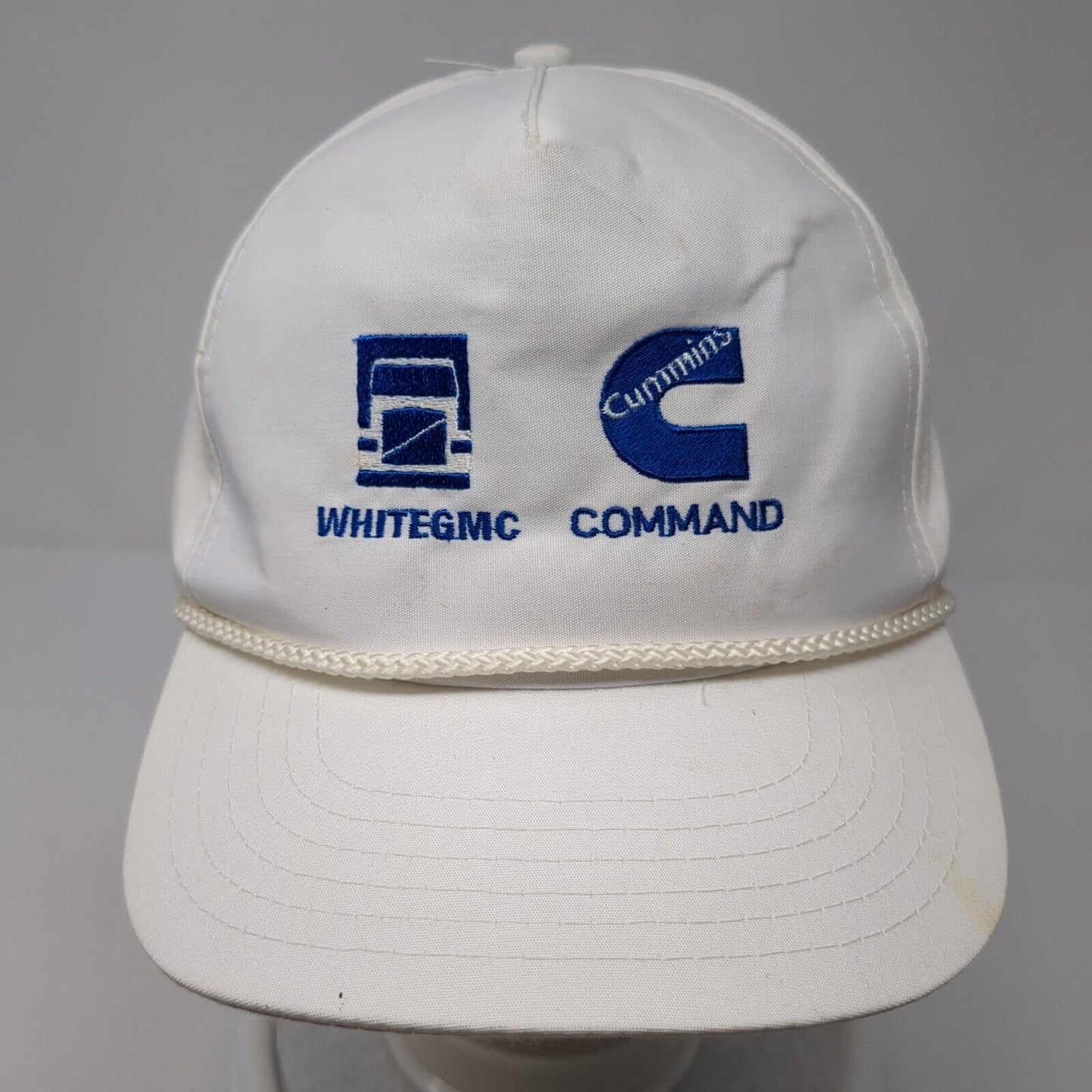 White GMC Cummins Command Snapback Rope Hat White One Size Adjustable