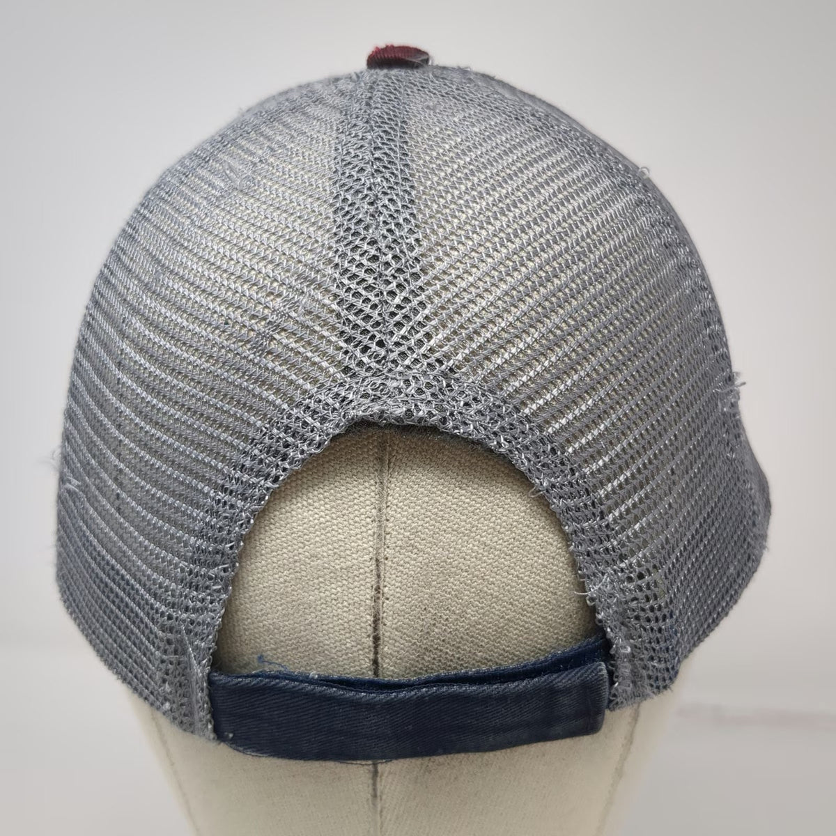K-Products Baseball Cap Blue One Size Snap-on Distressed Patch Mesh Workwear Hat