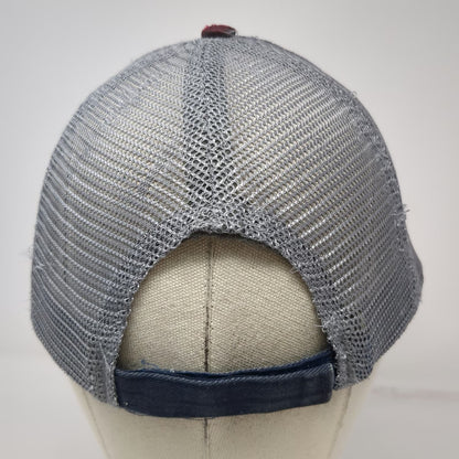 K-Products Baseball Cap Blue One Size Snap-on Distressed Patch Mesh Workwear Hat