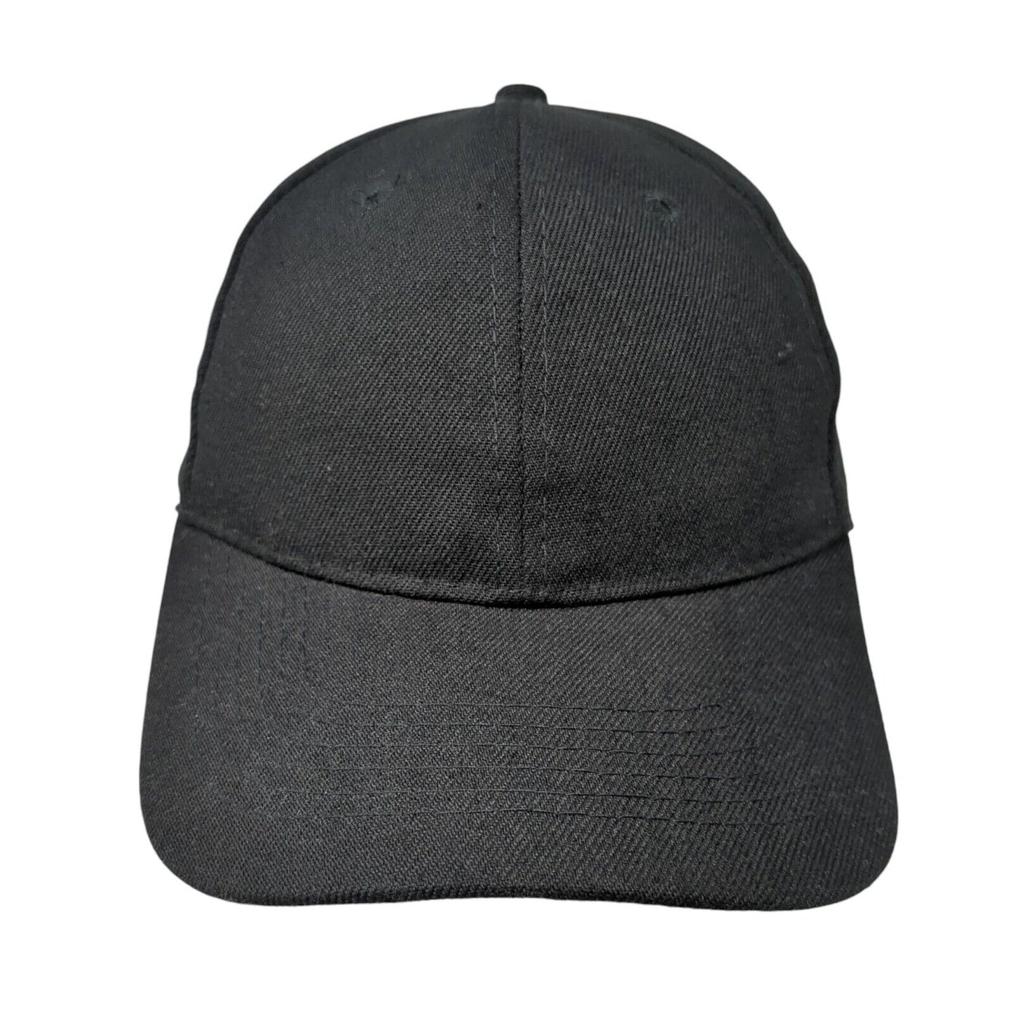 Unbranded Strapback Hat Black One Size 6 Panel Solid Adjustable Blank