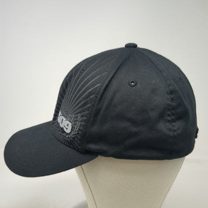 509 Baseball Cap Black XL Flexfit Metal Logo Sunburst Embroidered Stretch Hat