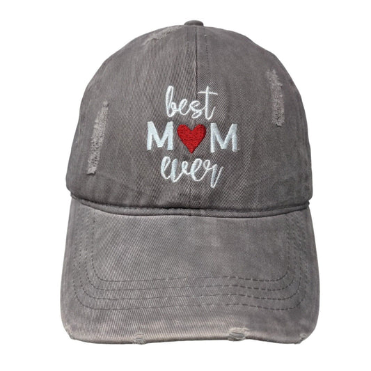 Best Mom Ever Slideback Hat Purpleish-Gray OSFM Embroidered 6 Panel