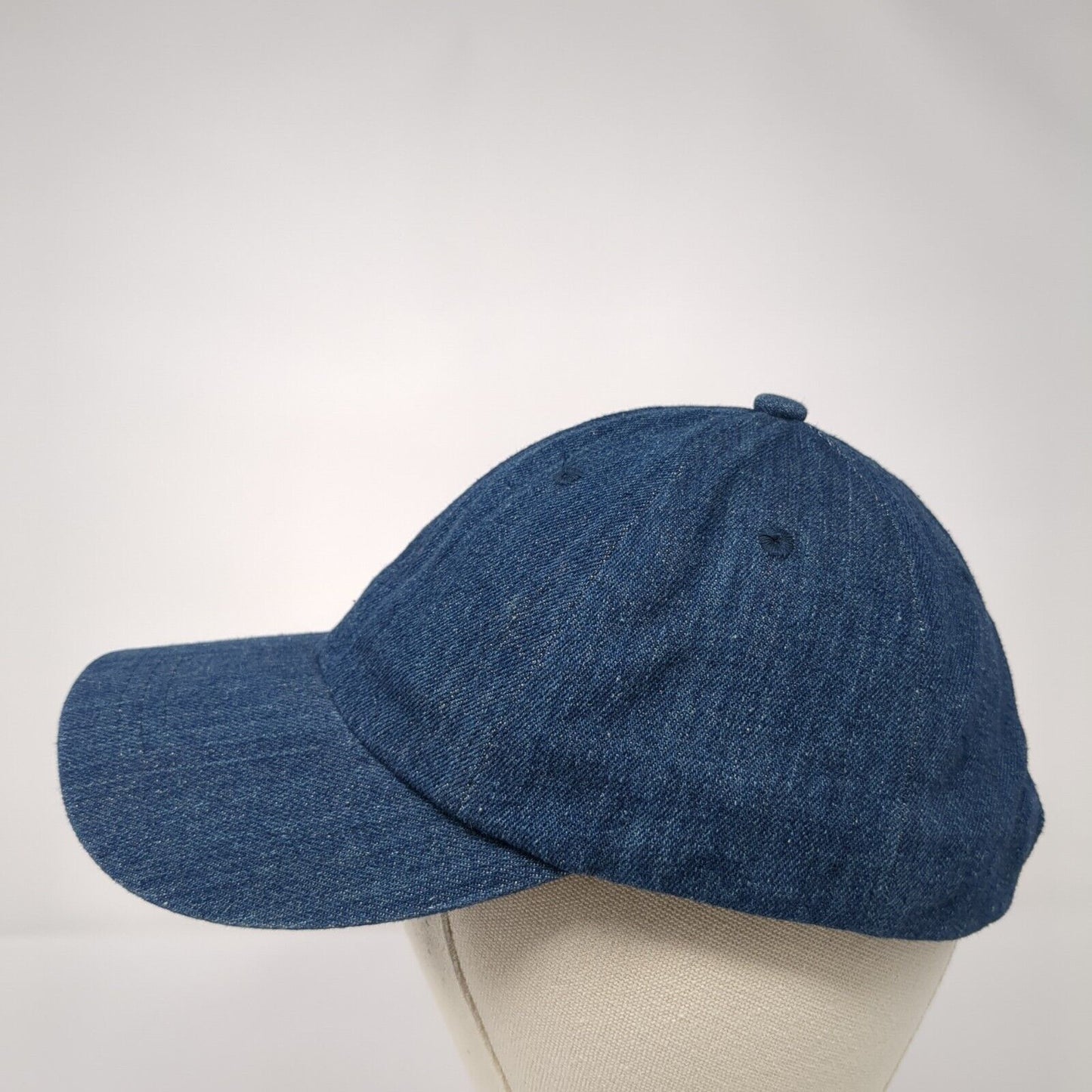 Unbranded Strapback Hat Blue One Size Adjustable Vented Holes 6 Panel Blank