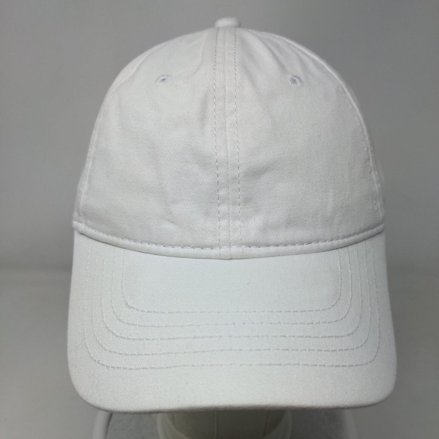 Unbranded Slideback Hat White OSFM Adjustable Vented Holes 6 Panel Blank