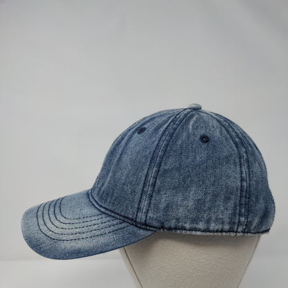 Unbranded Slideback Hat Blue OSFM Adjustable Vented Holes 6 Panel Denim Blank