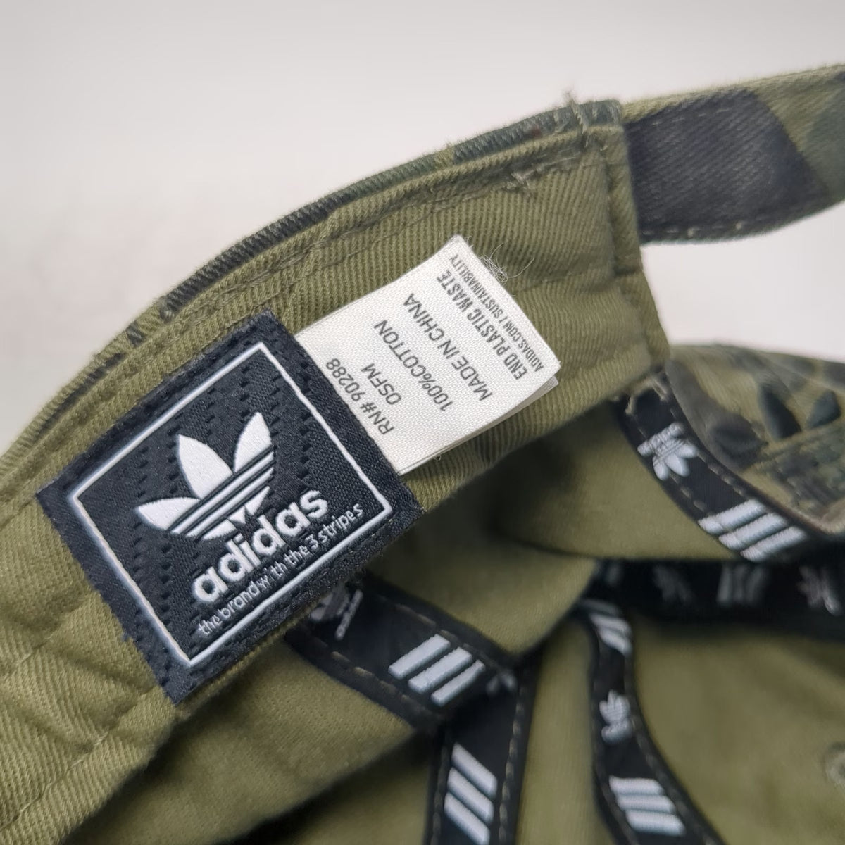 Adidas Baseball Cap Green Camo Trefoil One Size Slideback Hat Cotton Embroidered