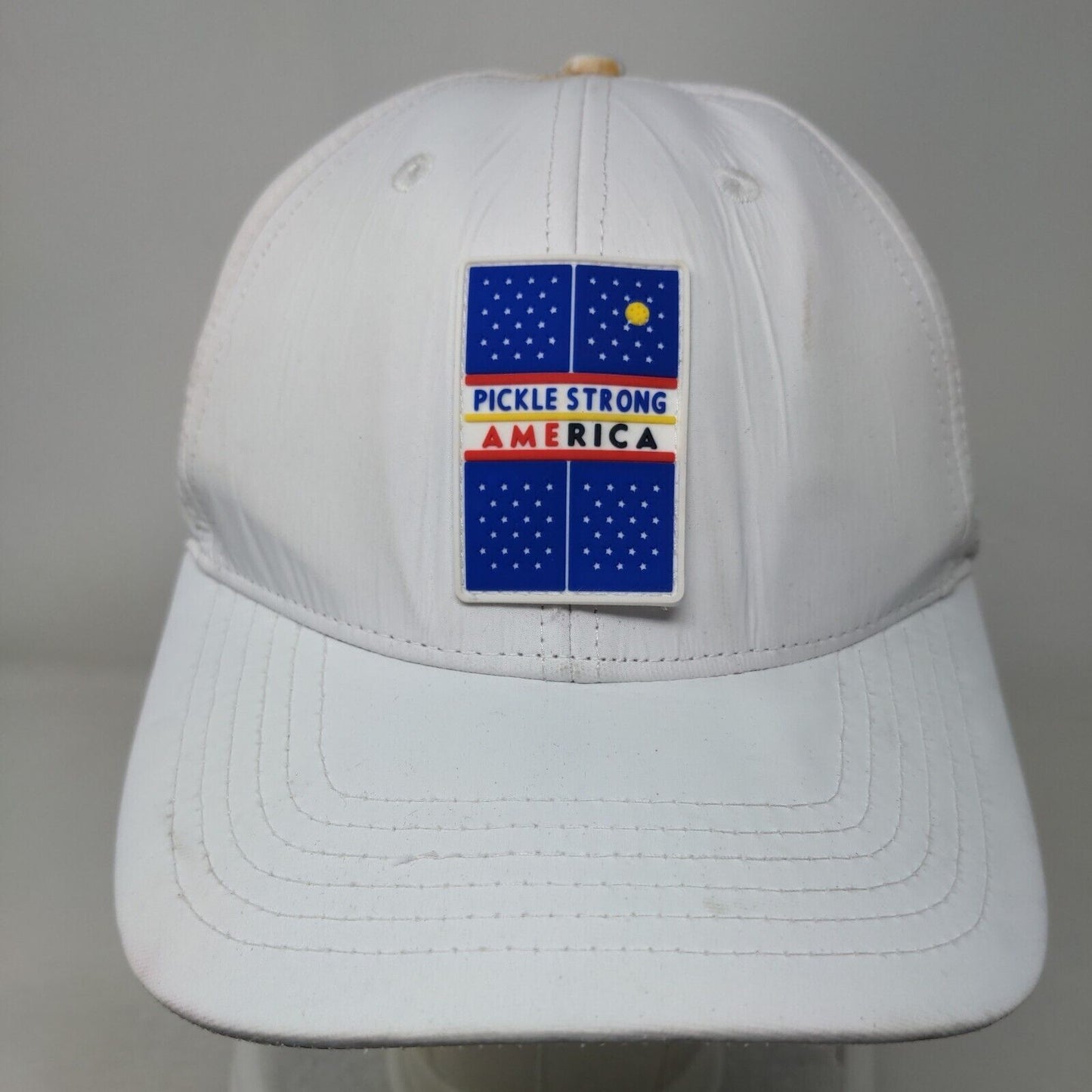 Pickle Strong America Snapback Hat White One Size Adjustable Breathable Mesh