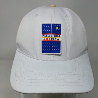 Pickle Strong America Snapback Hat White One Size Adjustable Breathable Mesh