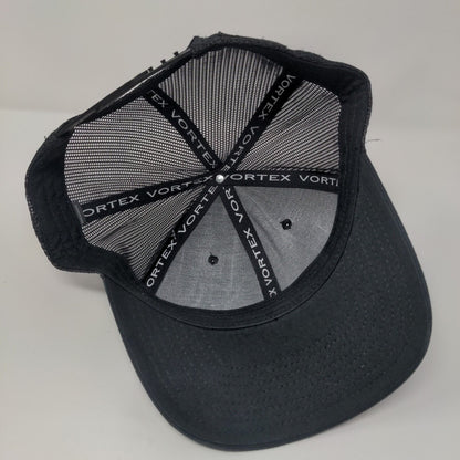 Vortex Snapback Mesh Back Trucker Hat Black OSFA Solid Adjustable