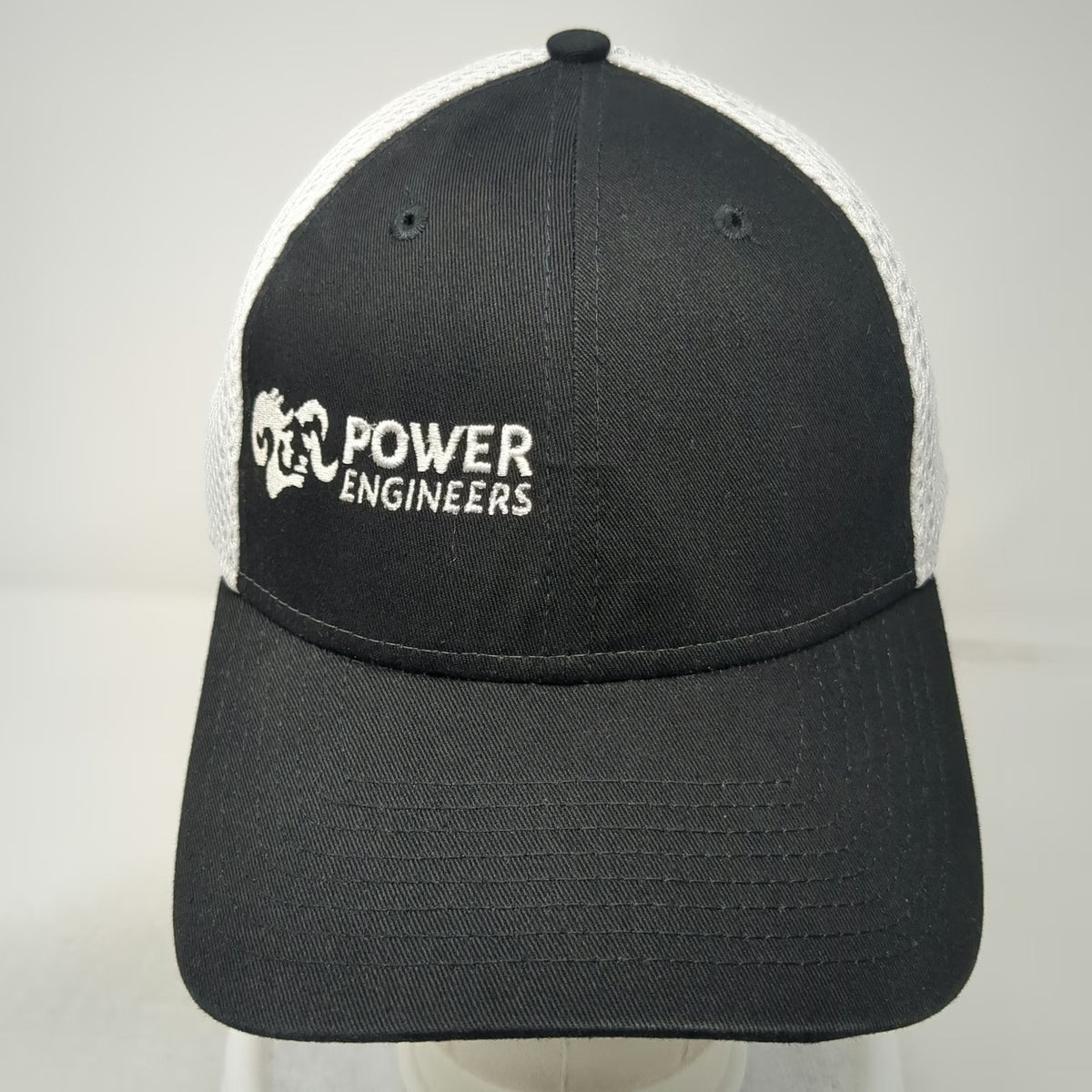 New Era 39THIRTY Baseball Cap Black L Mesh Stretch Fit Power Engineers Logo Hat
