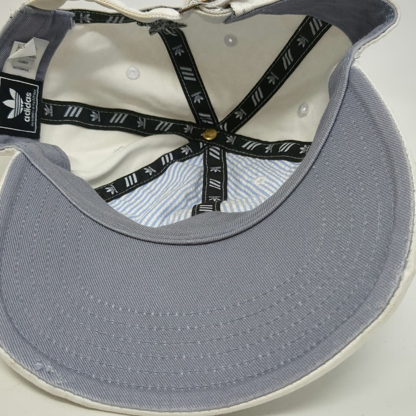 Adidas Baseball Cap White One Size Hat Trefoil Logo Embroidered Cotton Slideback