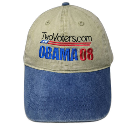 Otto Baseball Cap Beige Blue One Size Obama 08 TwoVoters.com Political Hat