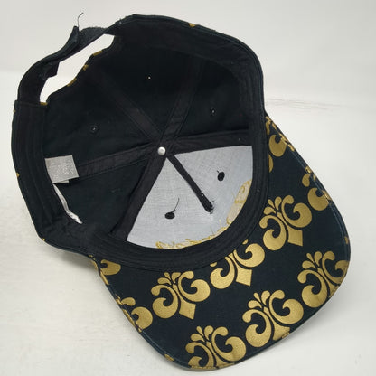 Dereon 5 Panel Black Gold Scroll Pattern Embroidery One Size Hat Streetwear