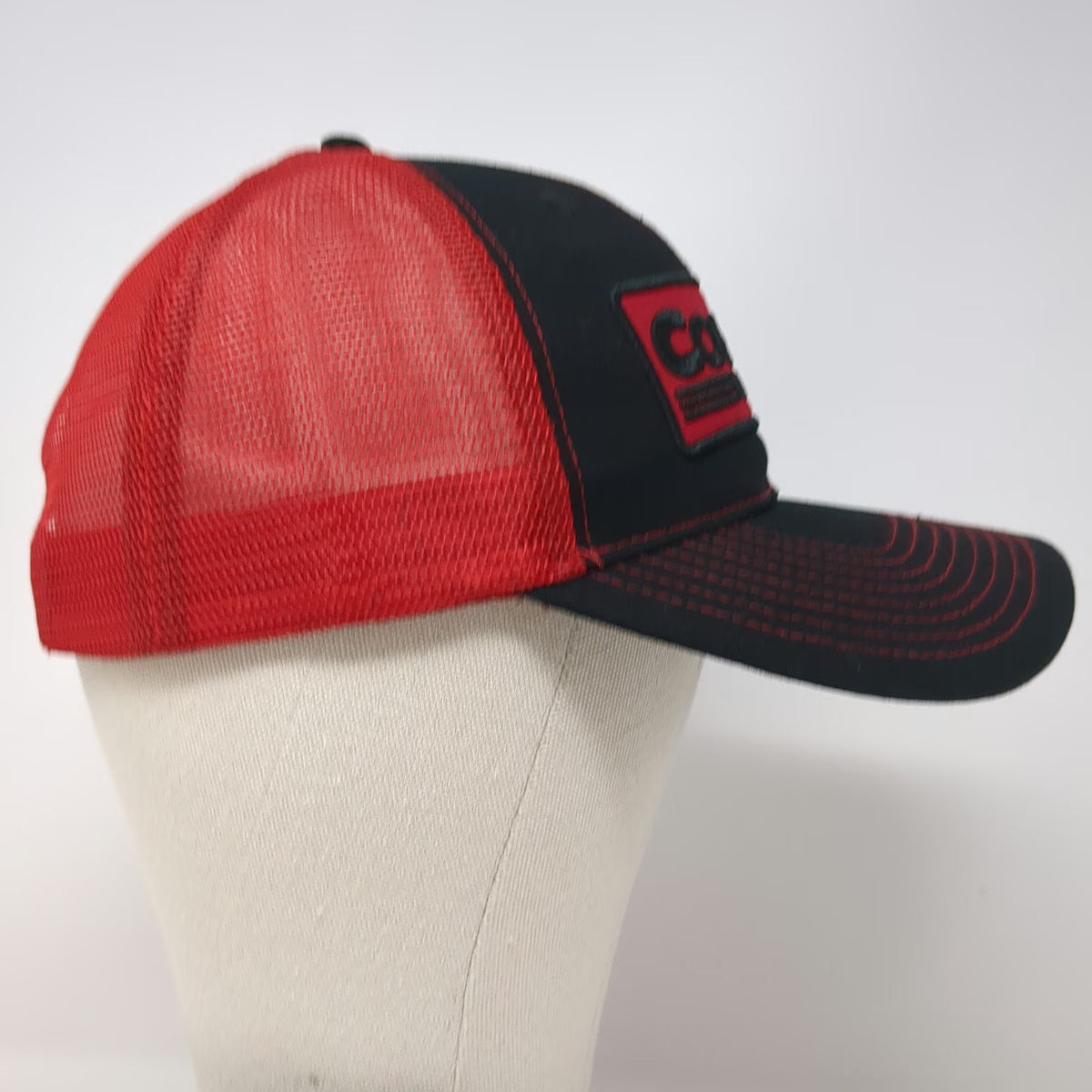 BAMKO Costco Wholesale Trucker Hat Black Red One Size Mesh Snapback Patch Cap