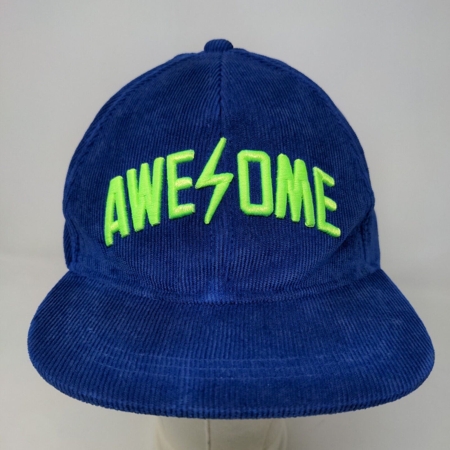 Old Navy Boy's Snapback Hat Blue Size OS Embroidered Awesome Logo Corduroy