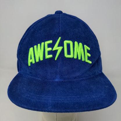 Old Navy Boy's Snapback Hat Blue Size OS Embroidered Awesome Logo Corduroy